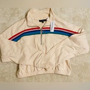 NWT Cream Cropped quarter zip